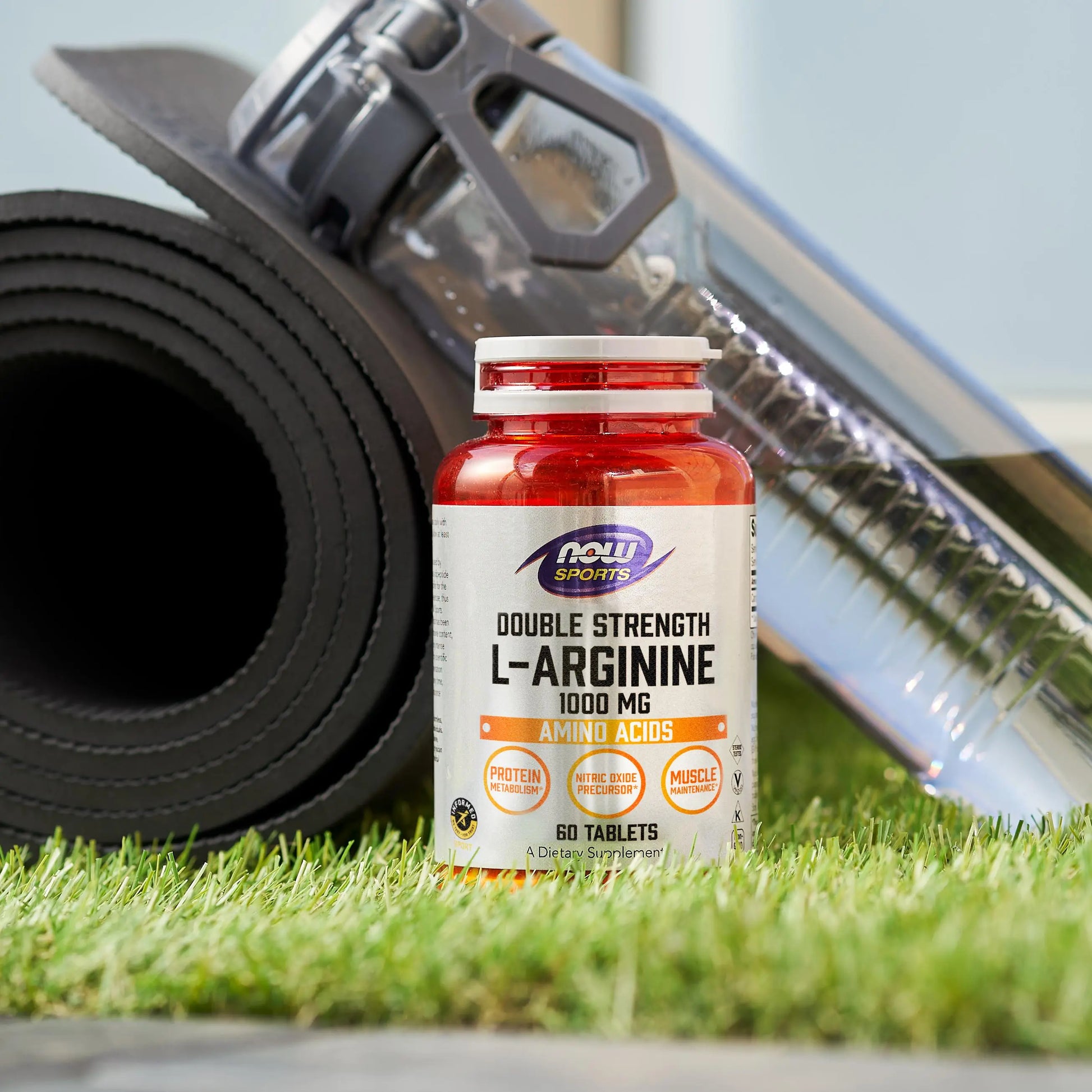 NOW Sports L-Arginine Double Strength 1000mg - Nitric Oxide Booster & Amino Acids - 60 Tablets for Enhanced Performance