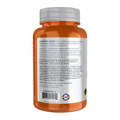 NOW Sports L-Arginine Double Strength 1000mg - Nitric Oxide Booster & Amino Acids - 60 Tablets for Enhanced Performance